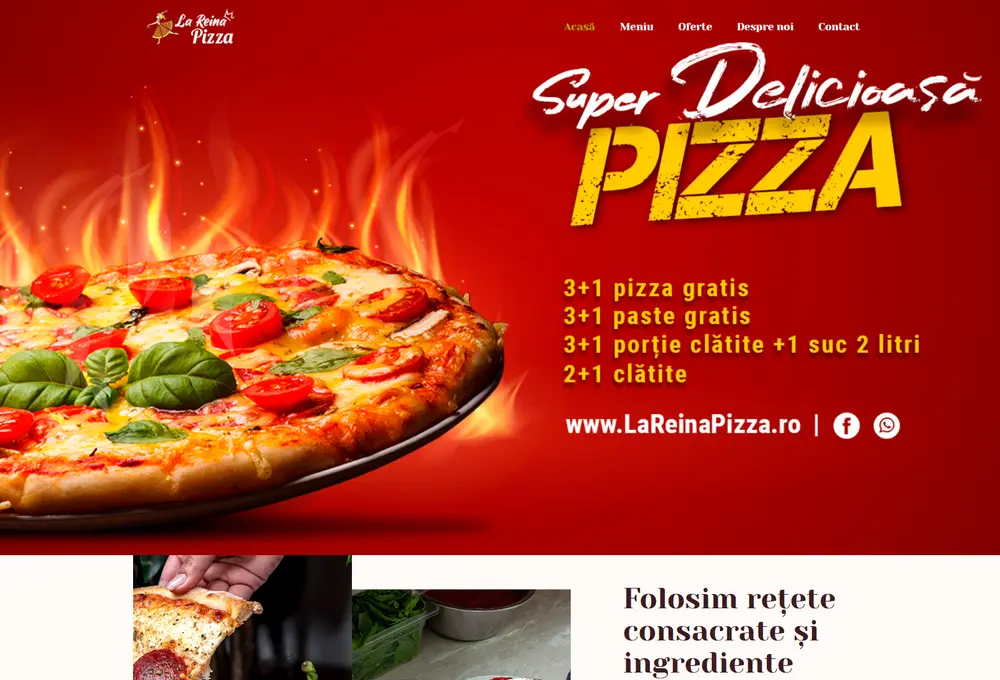 Captură La Reina Pizza (lareinapizza.ro)