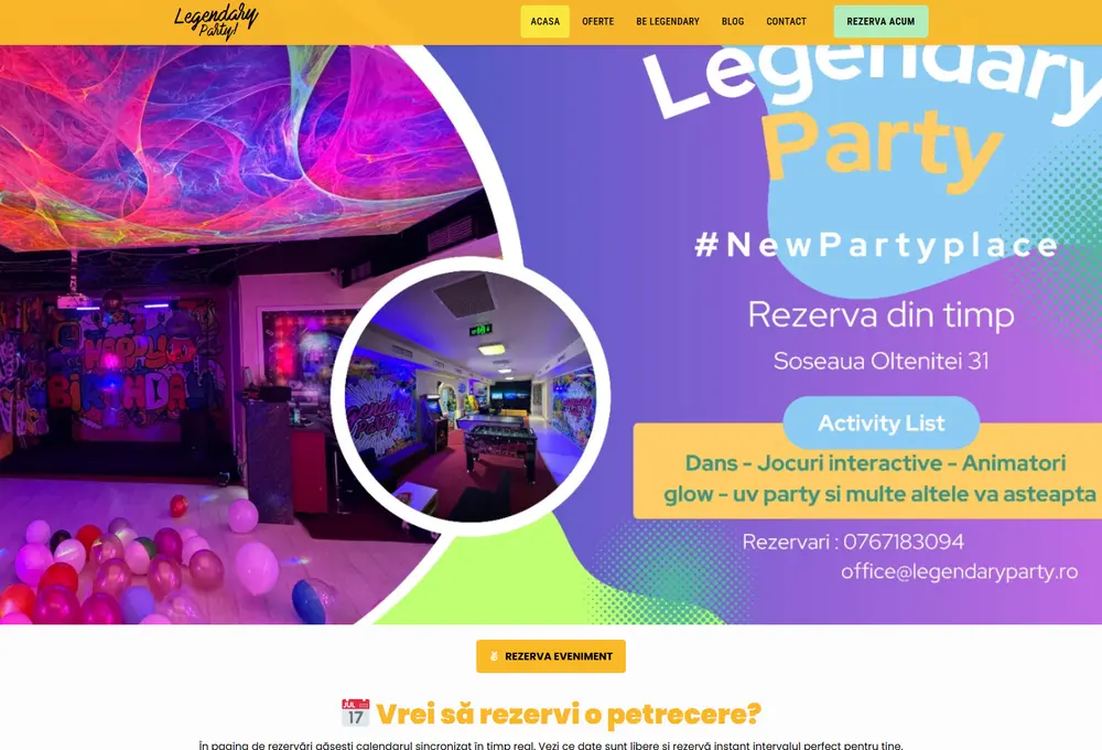 Captură Legendary Party (legendaryparty.ro)